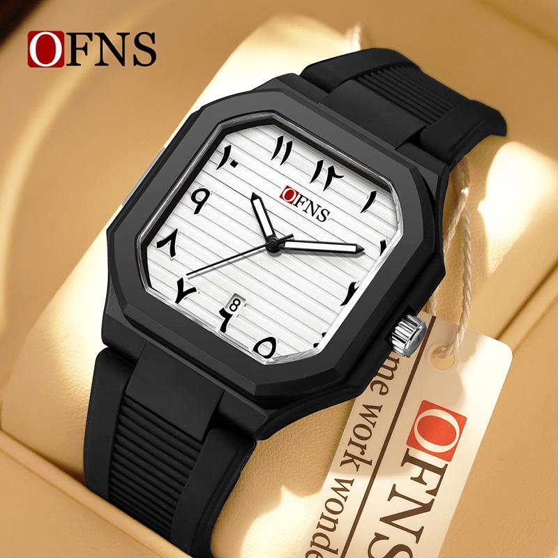 OFNS Waterproof Quartz Watch with Square Arabic Numerals - Unisex Design for Students in the Middle East