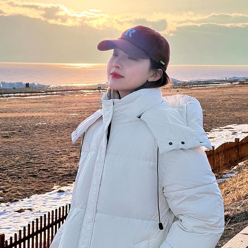 Winter Neue Daunenbaumwollkleidung Damen Verlängert Verdickt Locker Mit Kapuze Knie Baumwollmantel