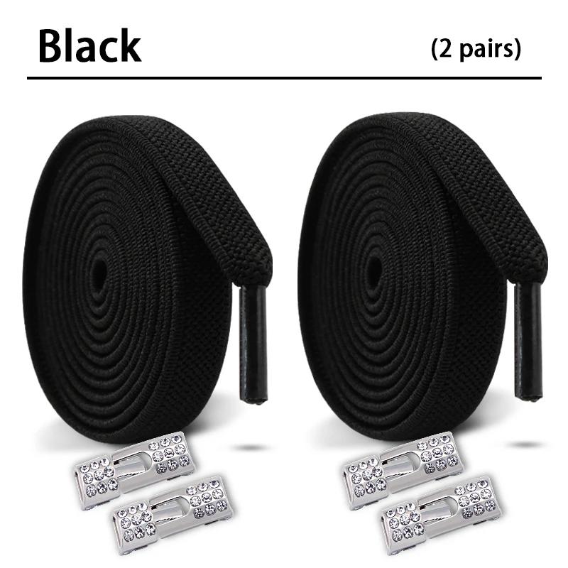 2 Pair Diamond Lock Shoelaces Without Ties Elastic Laces Sneakers No Tie Shoe Laces Kids Adult Wide Shoelace Shoe Accessories