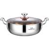 Extra Thick 316 Stainless Steel Double-Ear Hot Pot with Lid for Steaming & Stewing - Compatible with Induction & Gas Stoves