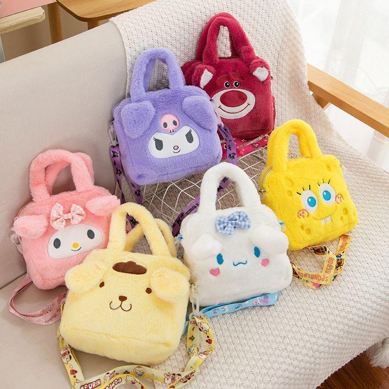 Kuromi Sanrio Cartoon Plush Shoulder Handbag for Kids
