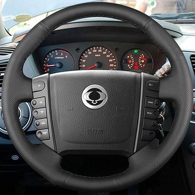 For Ssangyong Rexton Rexton W Rodius Braid Car Steering Wheel Cover Ize Microfiber Leather Car Accessories