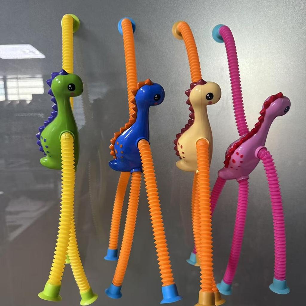 DIY Pop Tube Dinosaur Sensory Toys Suction Cup Bellows Toy Decompression Pipe Autism ADHD Stress Relief Fidget Toys for Kids