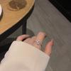 Japan And South Korea Light Luxury Square Diamond Zircon Super Flash Ring Women'S Cold Wind Niche Design Opening Adjustable High-End Ring