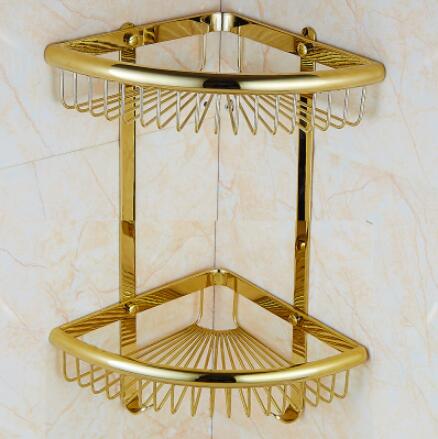 Wall Mounted Gold/Chrome/Rose Gold Bathroom Corner Shelf  Solid Brass Chrome Bathroom Accessories