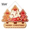 Christmas Front Entrance Sign Wooden Hanging Ornament, Multi-Layer Tree Wood Plaque Atmosphere Wall with Rope, Merry Festive Door Decor Shaped Signs