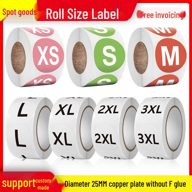 Self-Adhesive English Size Label Stickers for Clothing and Hats (S-3XL)