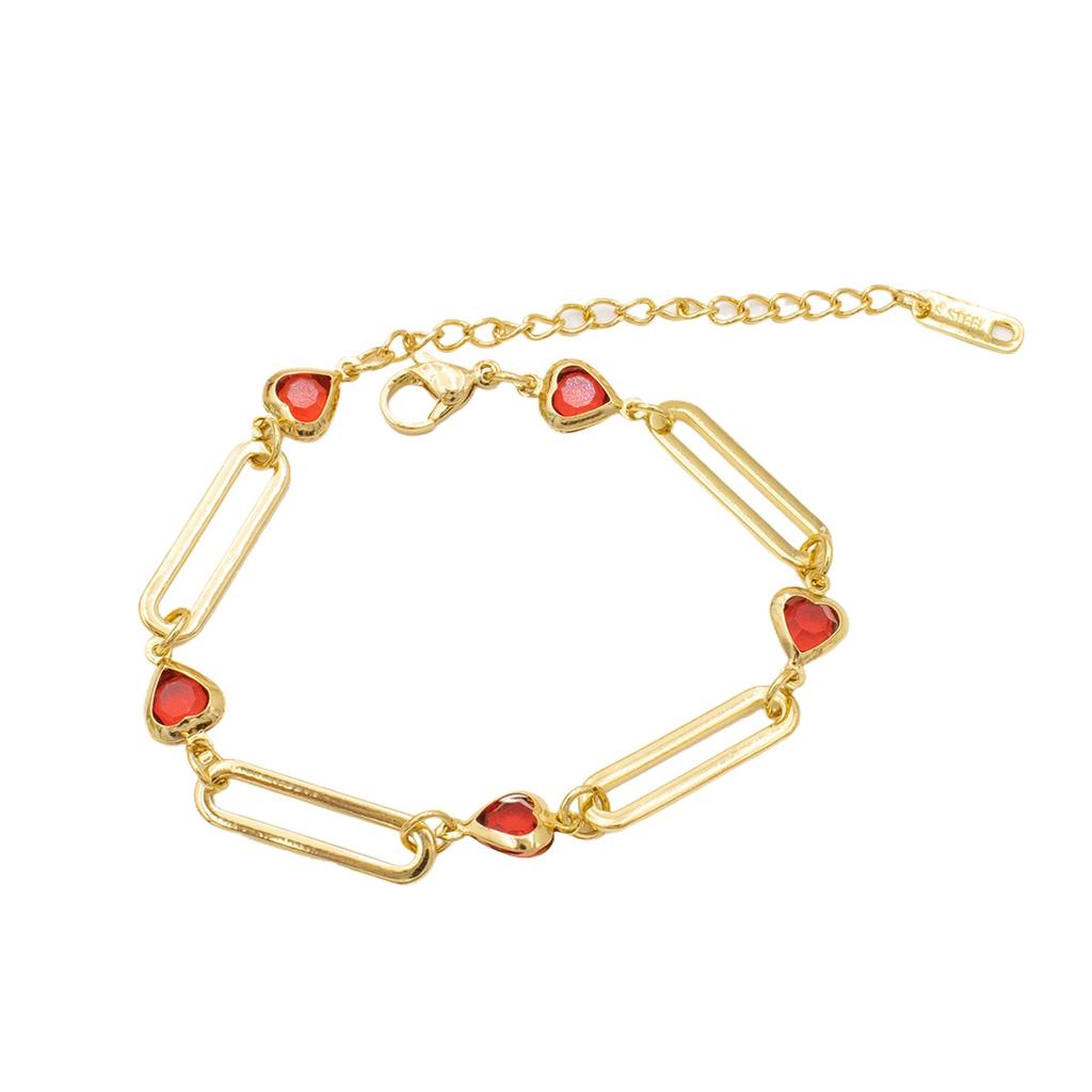 Crystal Heart Bracelet Adjustable Gold Color Stainless Steel Metal Chain Bracelet for Women Men Casual Party Jewelry for Girl