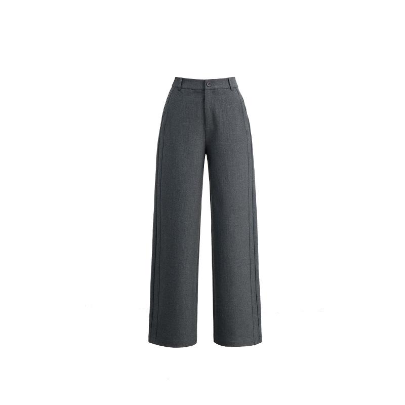 2026 Spring Collection Women's High-Waisted Slim Wide-Leg Pants - Sheep Wool Lyocell Blend, Draped Design, Versatile for Commute