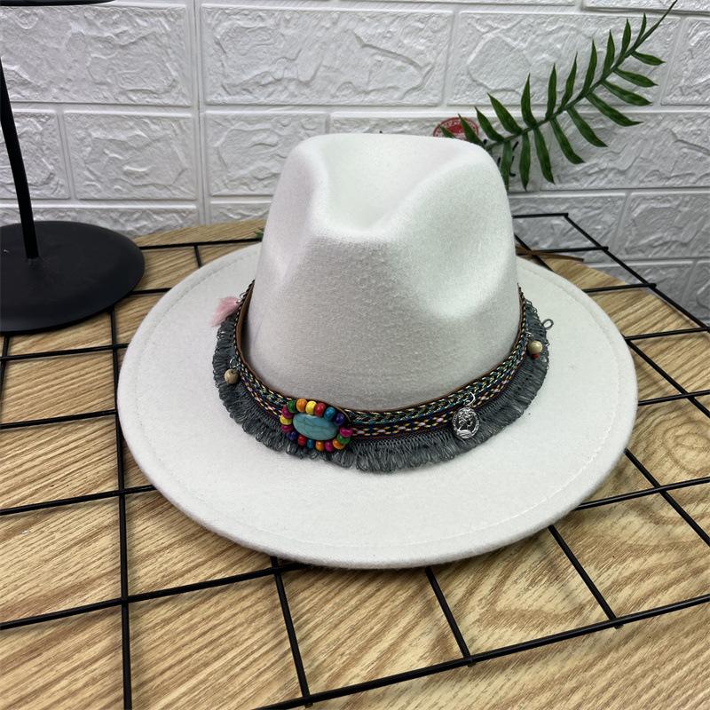 European and American new jazz hats men's and women's retro top hats woolen top hats ethnic style gentleman hats felt hats