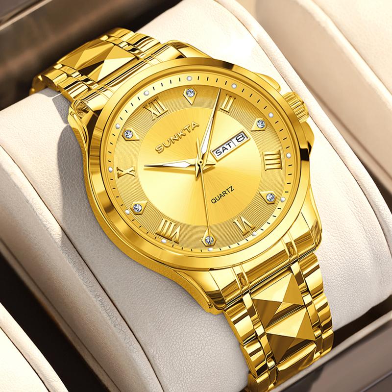 SUNKTA Damen-Quarz-Armbanduhr Elegant Mode Wasserdicht Leuchtende Uhr Für Damen Kreatives Grünes Diamant-Zifferblatt Damenuhren