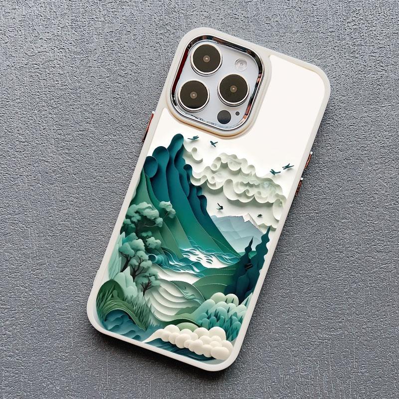Printing Landscape phone case For iPhone 13 15 11 12 Pro Max 14 7 8 Plus SE2 XS X XR Creative Mountains Shockproof Soft Cover