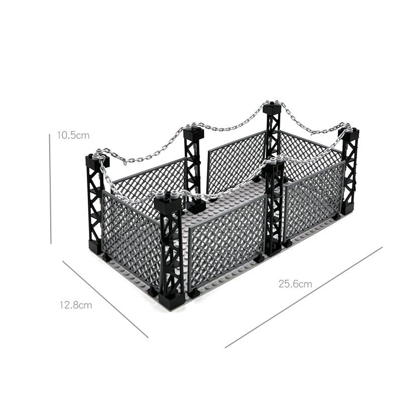 

Army Fence Chain Link Base Dinosaur Cage Scene Brick Playset with Small Particle MOC Playset
