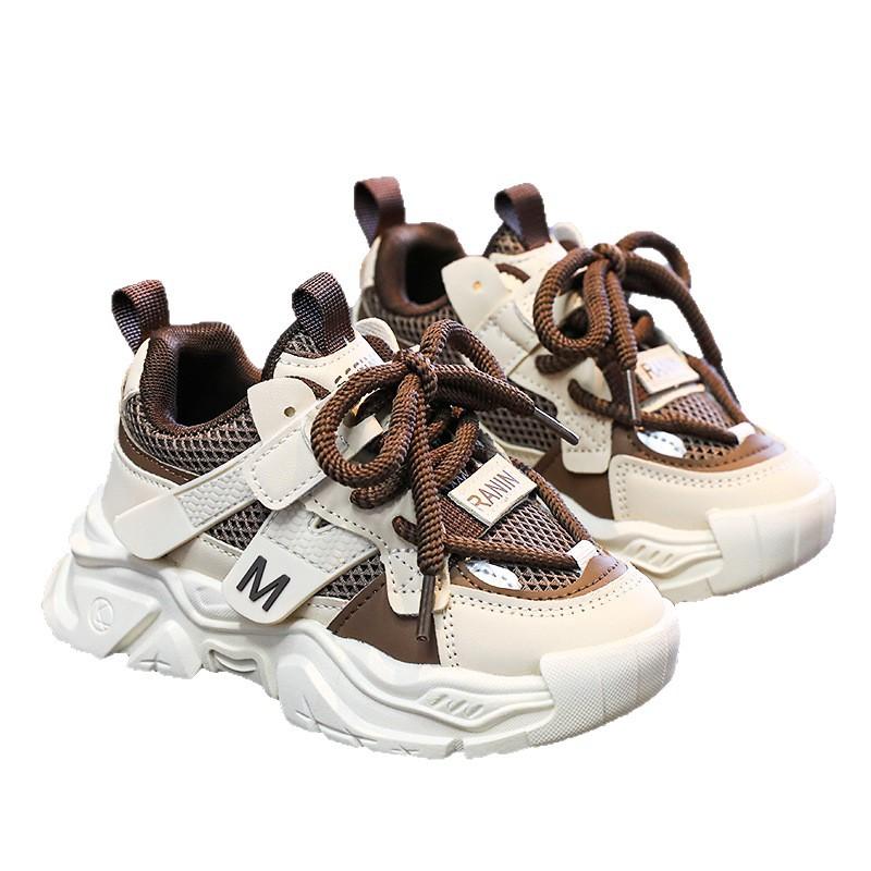 Boys' Shoes Spring 2025 New Children's Mesh Sports Shoes Medium and Large Children's Boys Popular Dad Shoes Soft Sole Tide