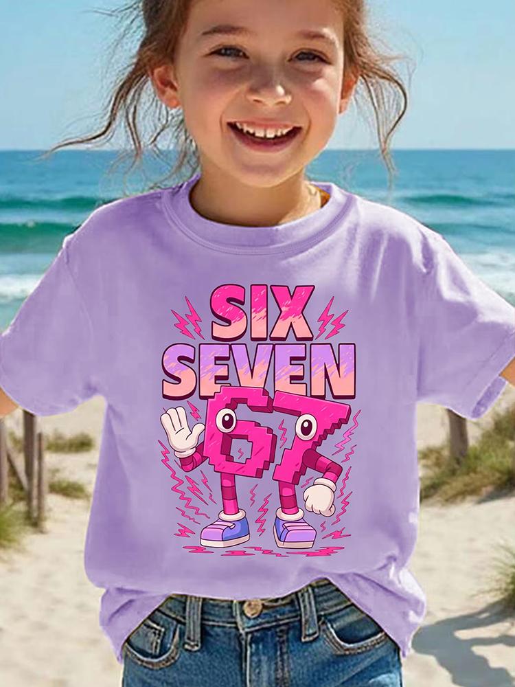 Kids 67 Themed Colorful Print TShirt Soft Cotton Fabric Breathable and Comfortable Ideal for Toddlers and Childrendf0233