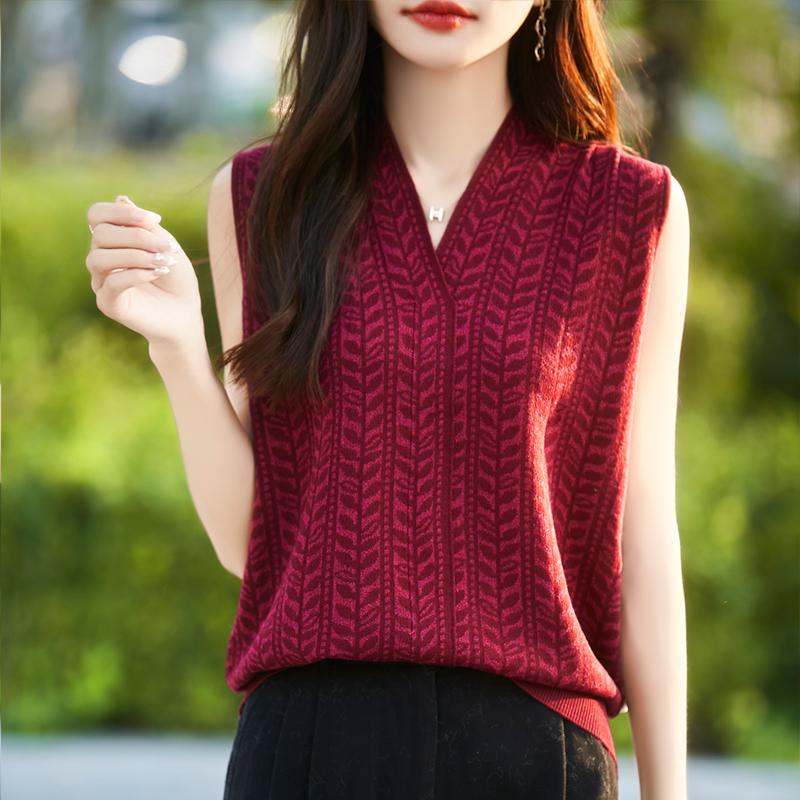 Dámská kašmírová vesta Qinghe kašmír 50% vlna 50% hedvábí Dámská podzimní a zimní kašmírová vesta měkká a hřejivá