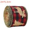 2M Red Green Christmas Ribbon Hot Stamped Linen Printed Christmas Polyester Ribbons New Years Home Decoration Bow Gift Packing