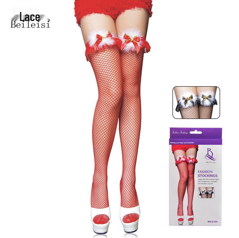 

Whispers in the Moonlight Christmas Thigh-High Bow Stockings Standard Size чорний
