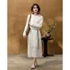 Demana French Style Lace Trim Round Neck Midi Dress