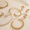 18K Gold Plated Brass Trend Glossy Dangle Earrings Bracelet Rings Sets Geometry AAAAA Zircon Women Daily Fine Zircon Set