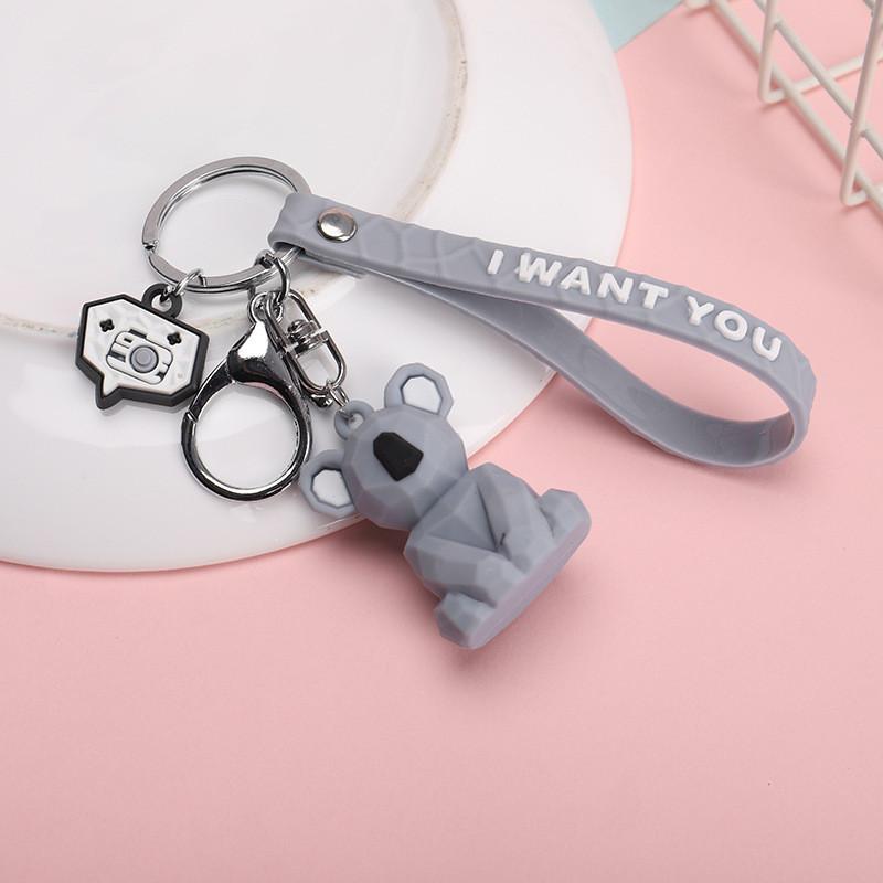 Adorable Geometric Cartoon Silicone Keychains Cute Animal Bag Accessories