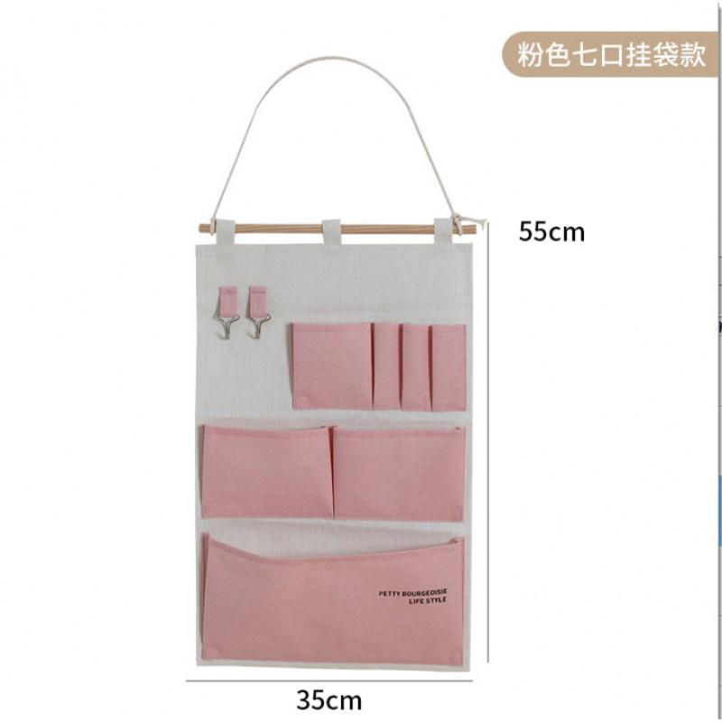Cotton Linen Wall-Mounted Hanging Organizer Pocket Bedroom Door Back Storage Phone Holder Dorm Room Essentials