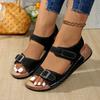 Large size belt buckle sandals women's summer new cork beach sandals platform couple sandals women