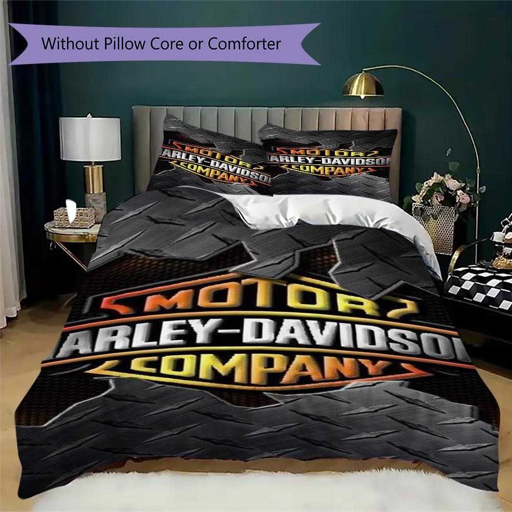 Chrome Skull Harleydavidson Biker Bedding 1 Duvet Cover 2 Pillowcase Without Core Without Core Christmas Birthday Gift