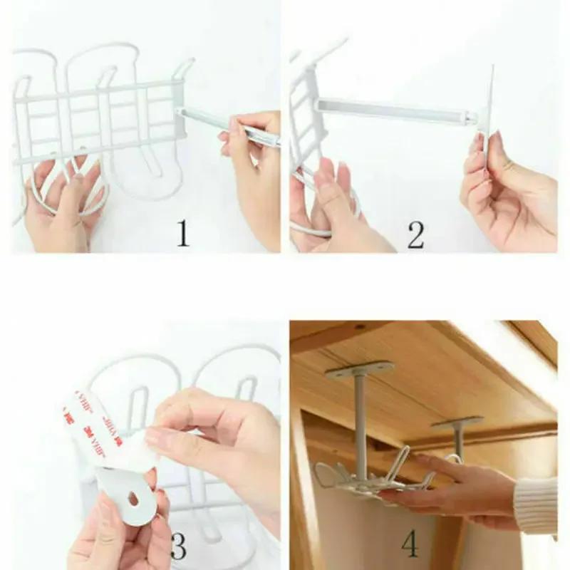 Under-table Storage Rack Table Bottom Power Socket Holder Hanging Rack Line Finishing Desk Kitchen Wall Mounted Storage Racks