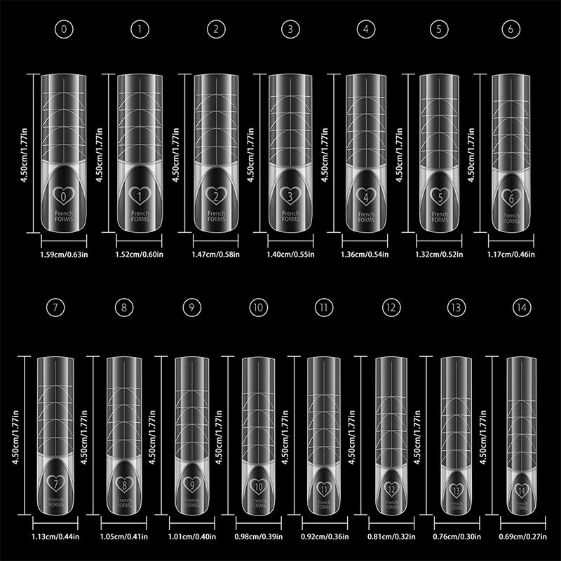 30/60/75/150 Stück Französische Dual-Formen 15 Größen Klar Wiederverwendbar Nagelverlängerung Builder Gel Französische Spitze Maniküre-Werkzeug DIY Kunst Salon