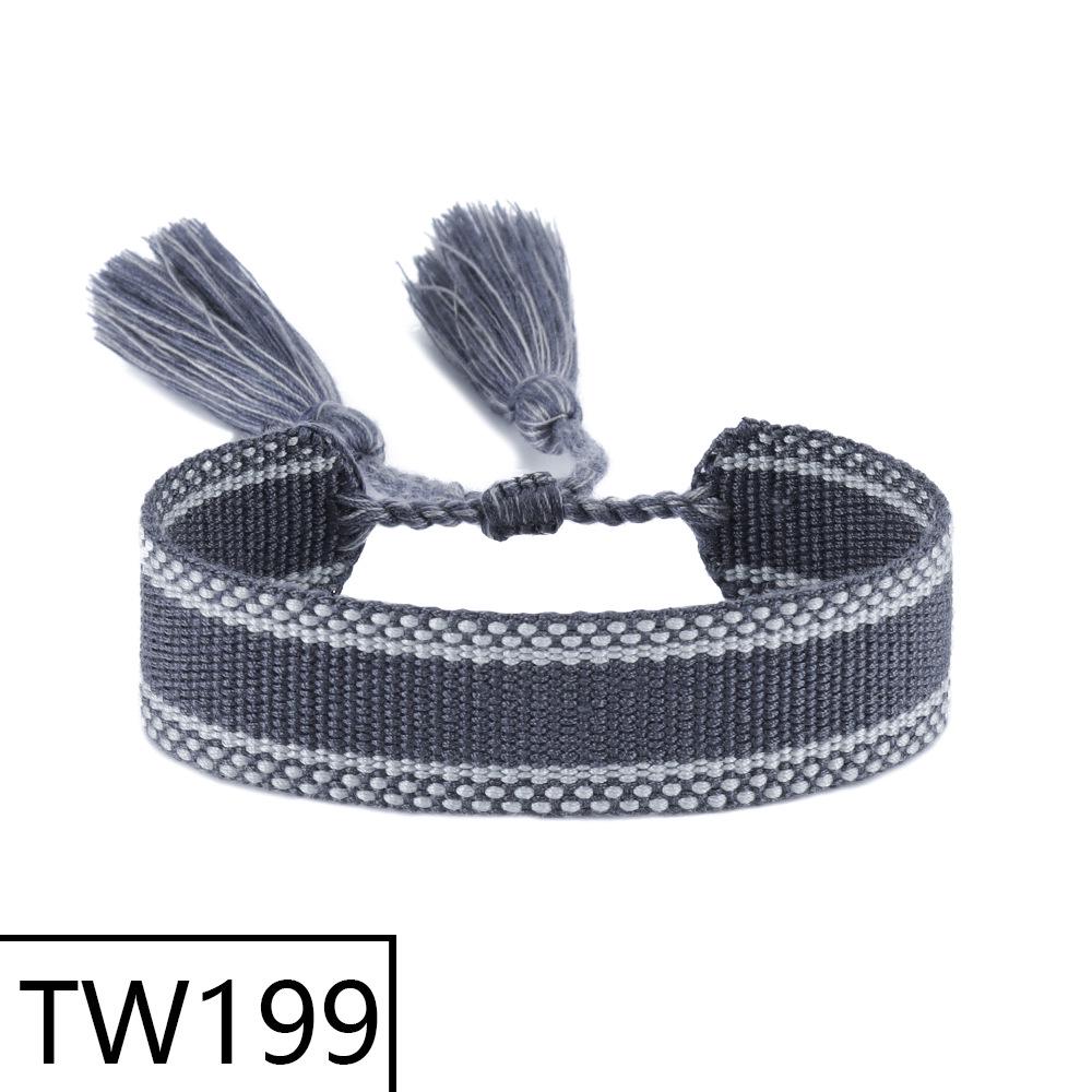 Customizable Handmade Bohemian Tassel Bracelet with Embroidered Logo - European & American Ethnic Friendship Style