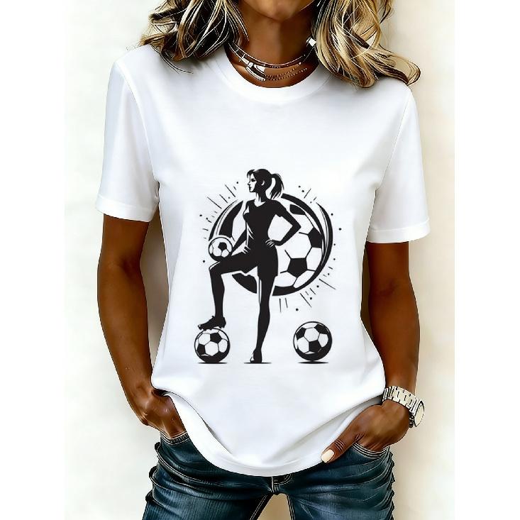 2026 Casual Women's Short-Sleeve T-Shirt with USA-Canada-Mexico World Cup Football Match Print