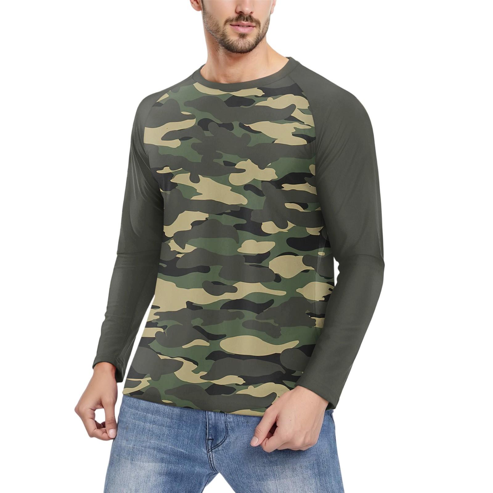 

Мужская мода принтованный реглан длинный рукав спортивный топ M