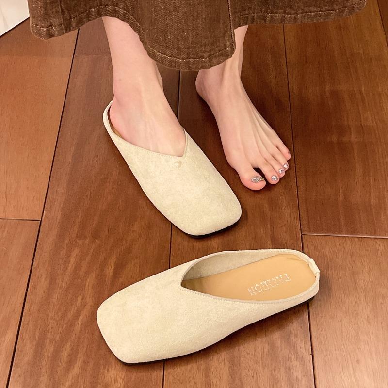 

Модные женские мюли, туфли на плоской подошве, тапочки, новые популярные повседневные сандалии с квадратным носком, летняя мода, с ремешком сзади, женские шлепанцы, zapatos mujer 35