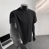 Yousheng Herren Jacquard T-Shirt Einfarbige Rundhals gestreiftes T-Shirt Lockerer Schnitt Lässig Stilvoll Sommer T-Shirt für den täglichen Gebrauch Straße Strand Urlaub