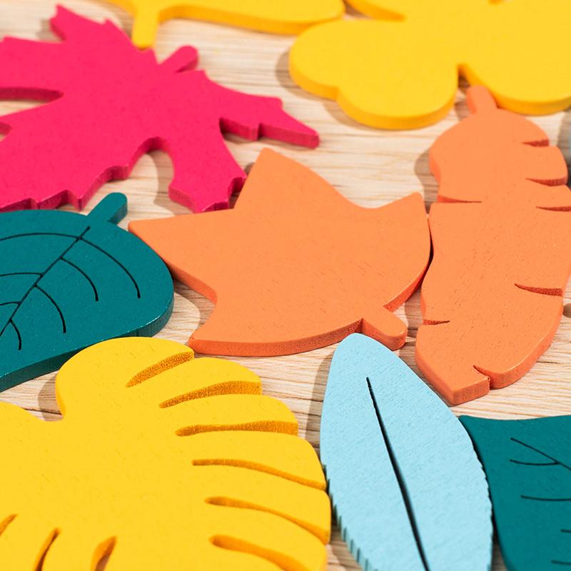 27PCS Wooden Leaf Recognition Toys Baby Early Education Cognitive Toys Birthday Party Presents for Kids Boys and Girls