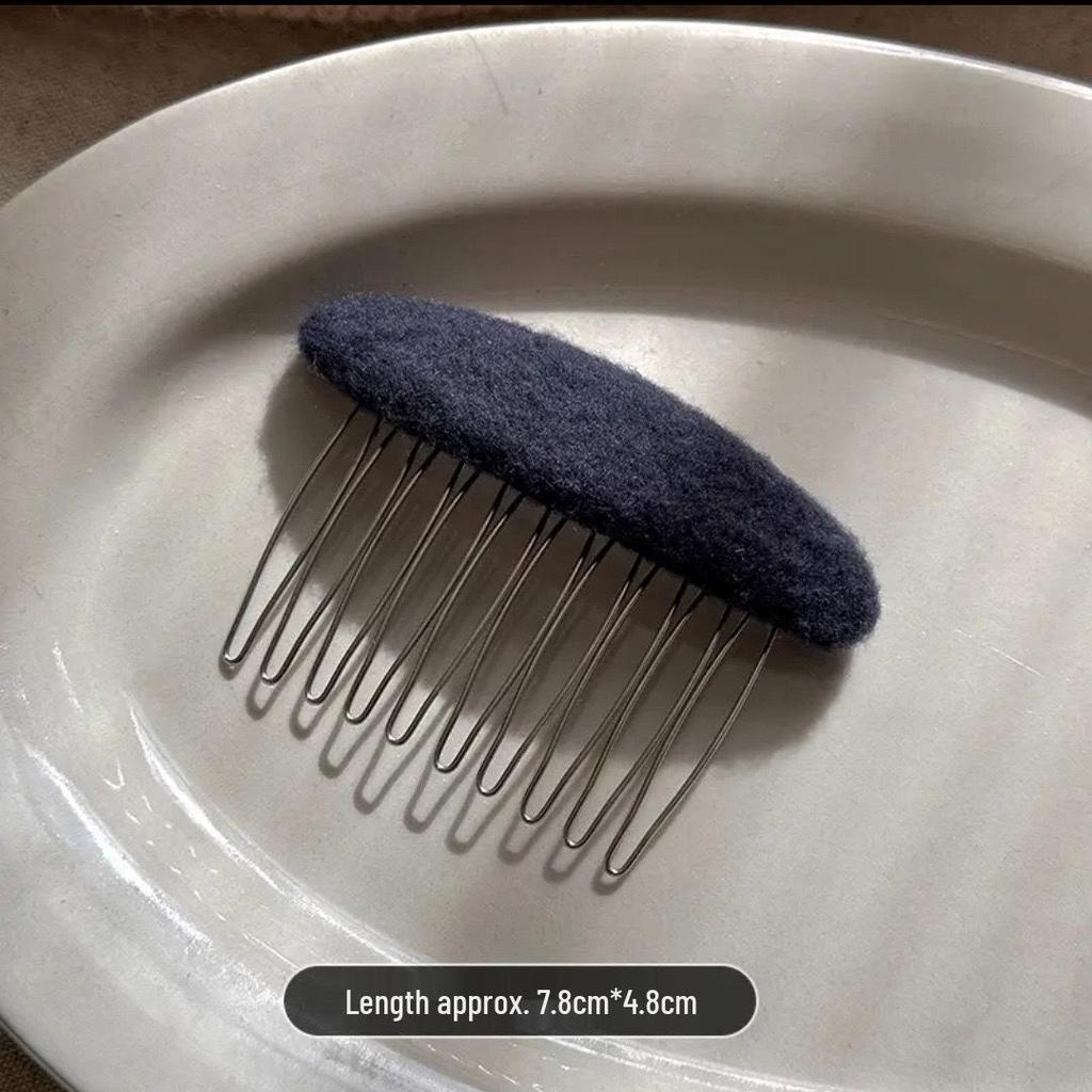 Korean Retro Woolen Hairpin Comb - Elegant Princess Style for Flyaways and Bangs