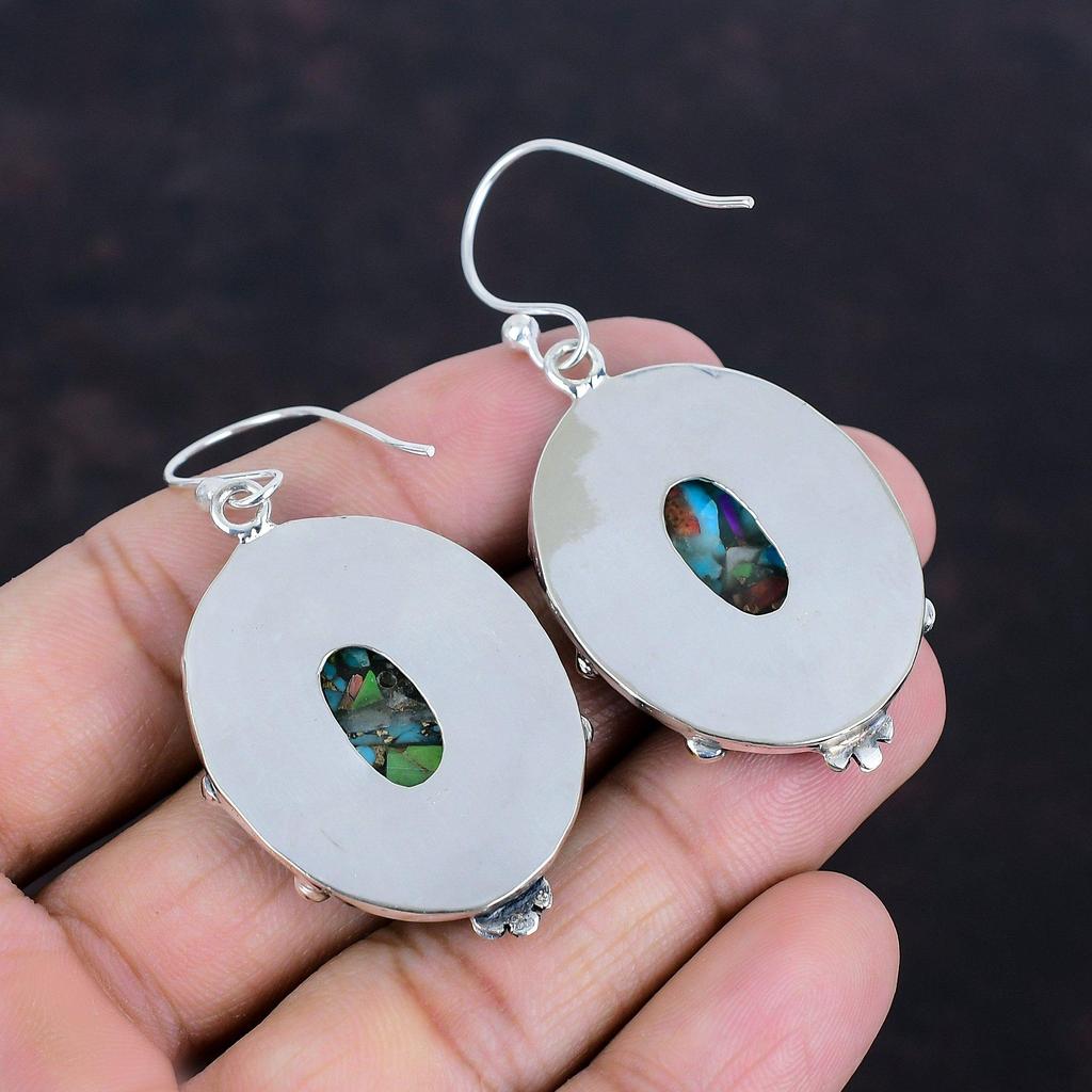 Fiesta Kingman Turquoise Earring Multi Copper Turquoise Earrings 925 Sterling Silver Earring Gemstone Earrings Handmade Jewelry Drop Earring