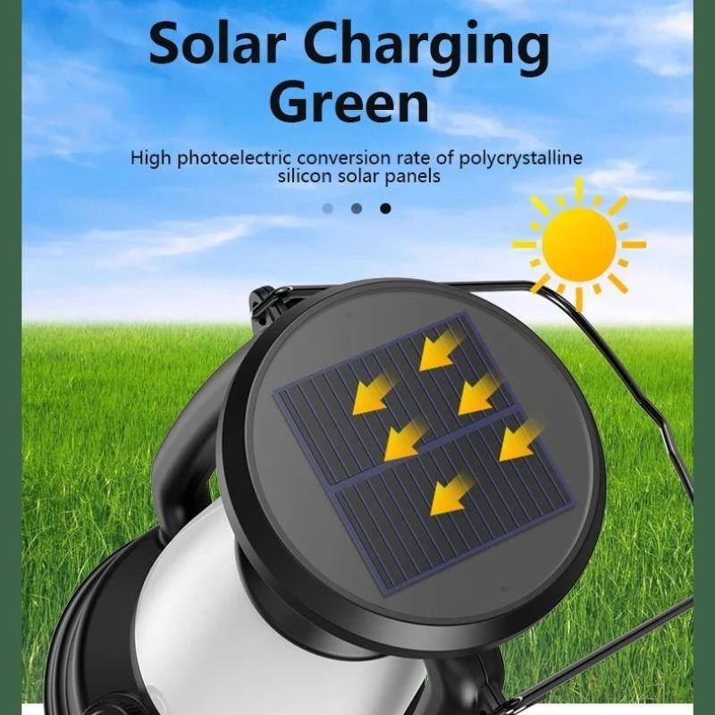 USB Rechargeable Camping Lantern Portable Hanging Tent Light Solar Charging 3000-5000K Stepless Dimming Outdoor Lamp