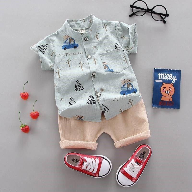 

Boys Summer Wear Suit Clothes Cartoon Cute Children W Bear Car Green 100cm