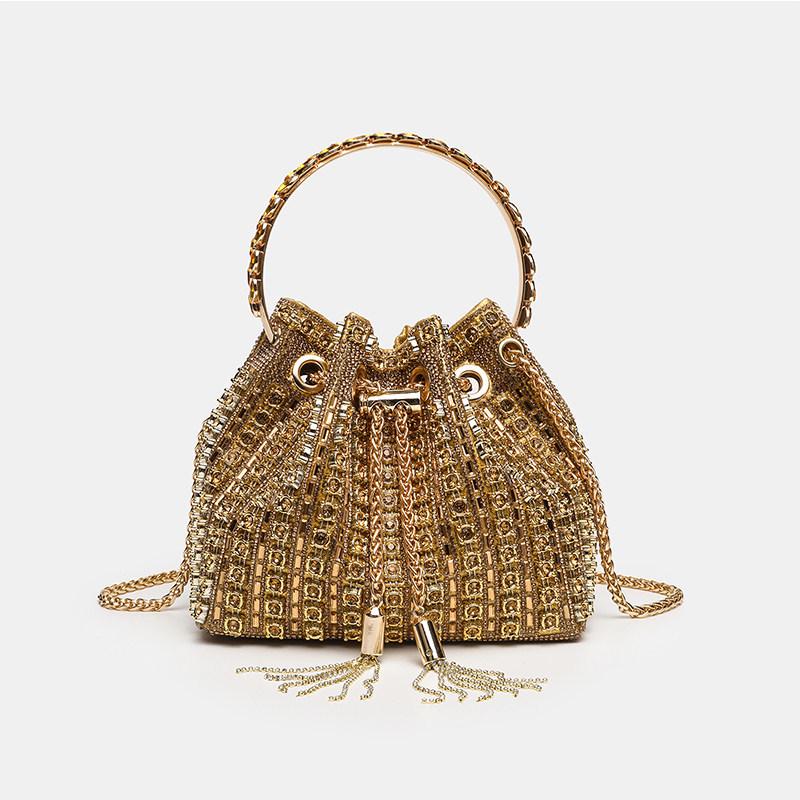 Elegant Silver AB Rhinestone Tassel Handbag - Women's Shoulder Bag for Live Streaming