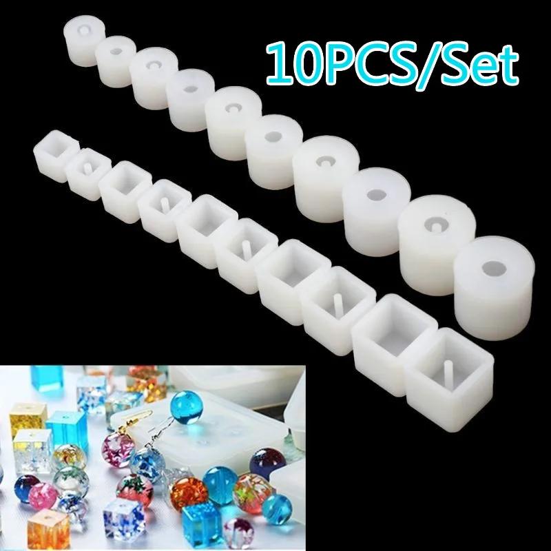 DIY Mold Jewelry Making Resin Casting Mold 10PCS/Set Silicone Resin DIY Round Square Beads