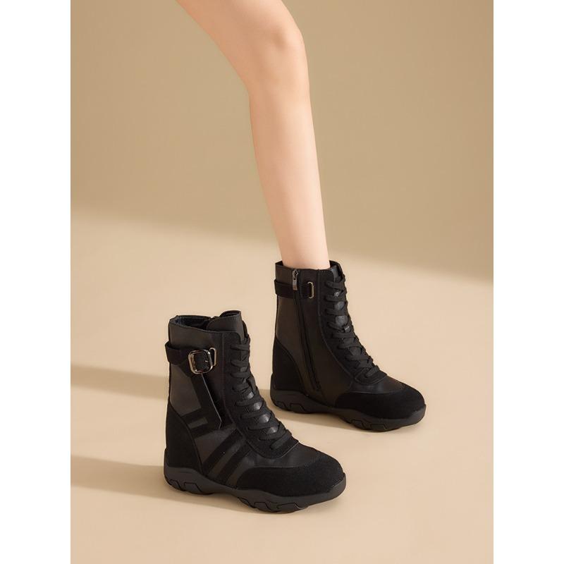 Fashion Martin boots women's autumn new non-slip tooling boots short boots invisible thick-soled inner height increase rhubarb boots