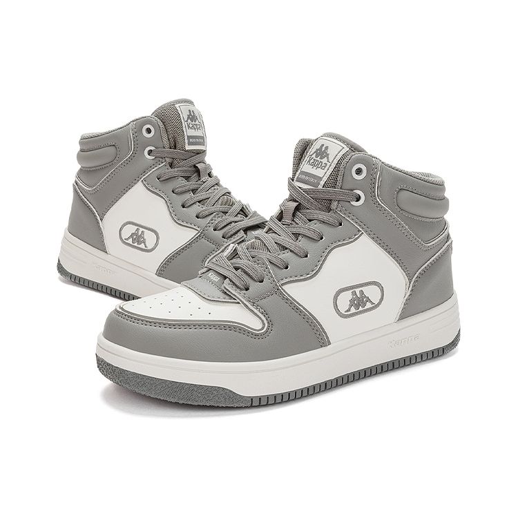 Kappa Durable Mid-Top Retro Basketball Shoes Unisex Sneaker Mushroom-Gray Korean-White K0CZ5CC15-1113