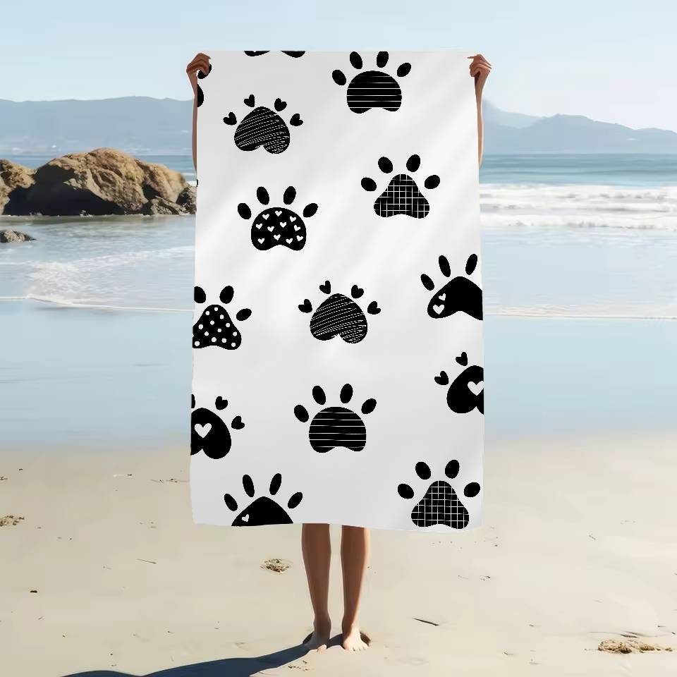 Animal Paw Print Microfiber Beach Towel Absorbent Quick Dry Soft Yoga Swimming Resort Mountain Climbing Towel