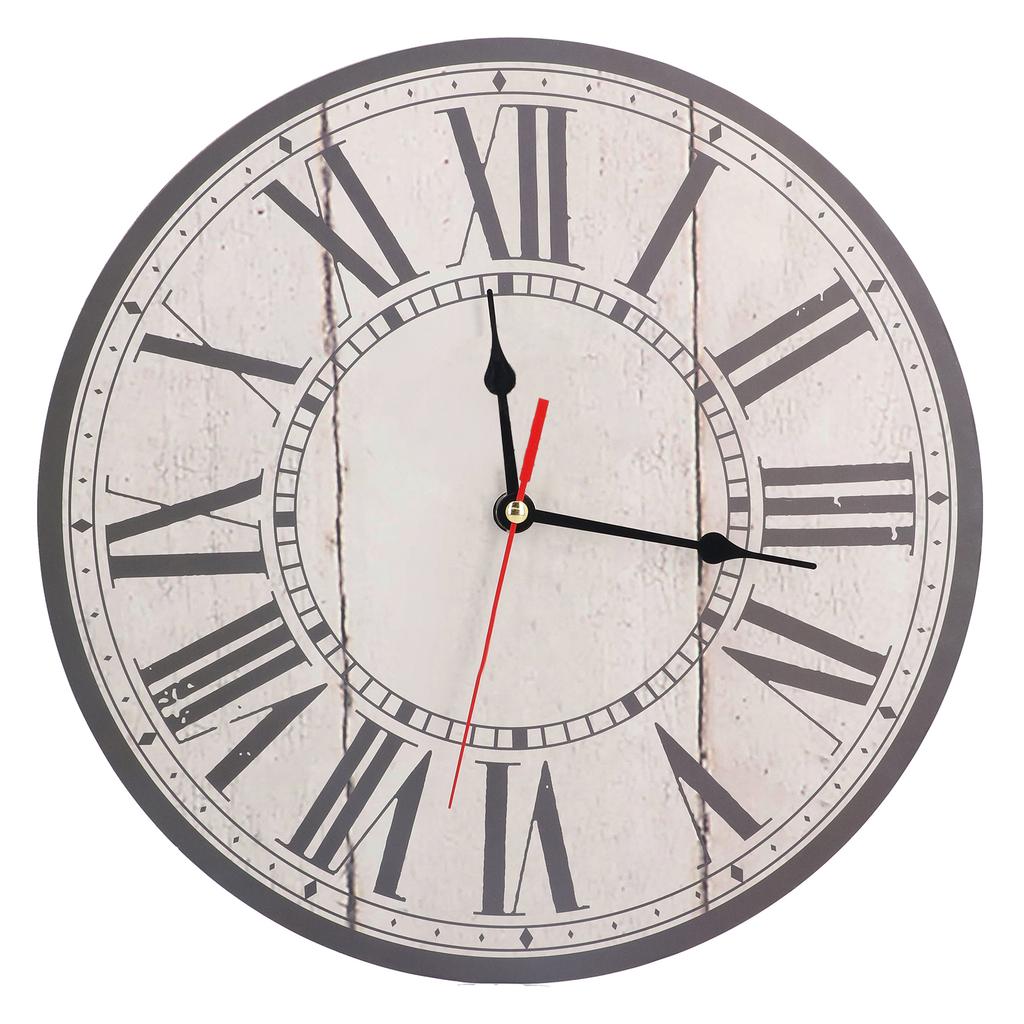 Wall Clock Silent Retro Vintage Style Wooden Round Clock with Roman Numerals Scale for Home Kitchen Office School