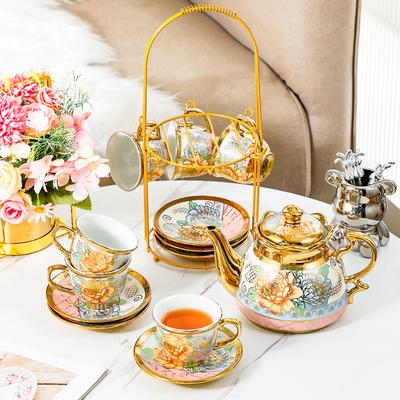Luksusowy Zestaw do Herbaty Ceramiczny Zestaw Filiżanek do Kawy Herbata Zapachowa Angielska Popołudniowa Herbata Kwiat Dom Salon Biuro