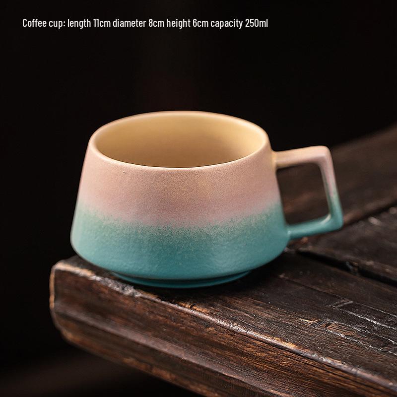 Melo Exquisite Color Block Ceramic Coffee Mug and Saucer Gift Set