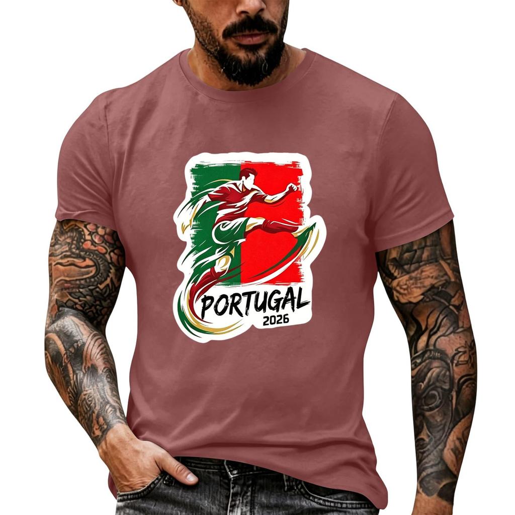 Men's Short Sleeve Crew Neck T-Shirt Soccer Graphic Print Casual Fit Lightweight Soft Fabric Comfortable Wear