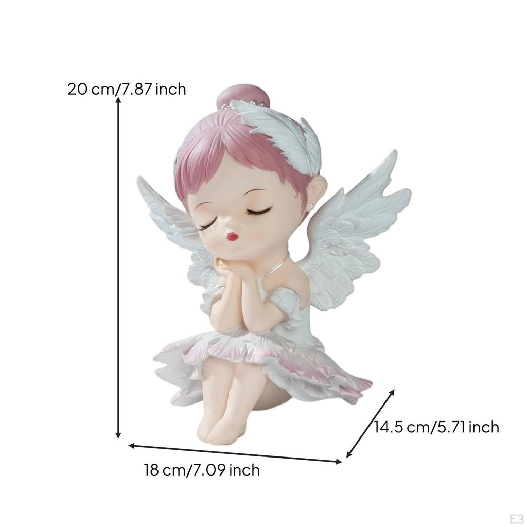 Ballerina Statue with Feathered Appendages Decorative Winged Ornament Freestanding Ballet